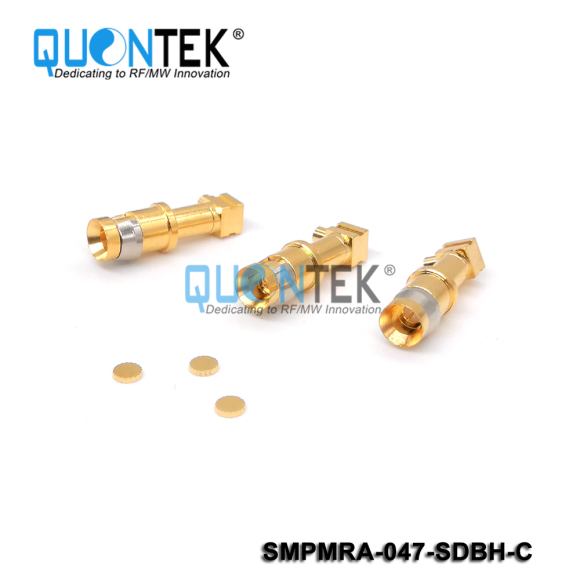 Standard connector,SMP R/A male for .047" cable,Bulkhead mounted, solder type, Catchers mit type2
