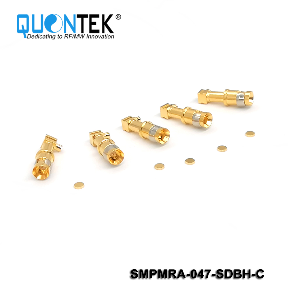 Standard connector,SMP R/A male for .047" cable,Bulkhead mounted, solder type, Catchers mit type2