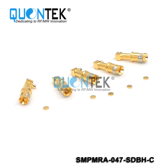 Standard connector,SMP R/A male for .047" cable,Bulkhead mounted, solder type, Catchers mit type2