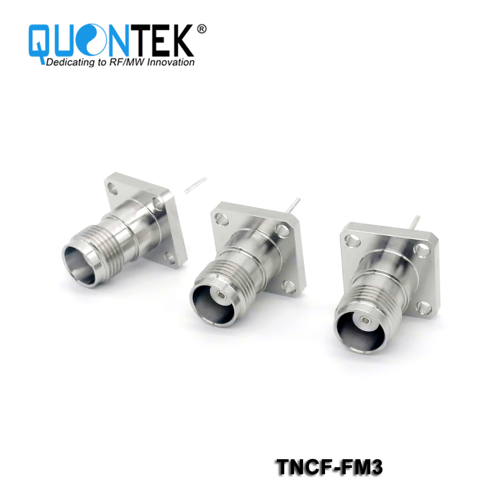TNC Female,4-hole Flange mounted,Stainless steel