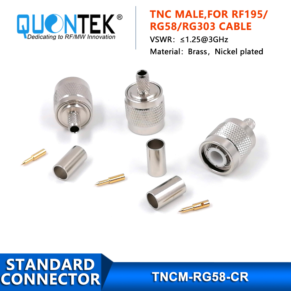 Standard Connector, TNC male for RG58/RF195/RG303 cable,Crimp type
