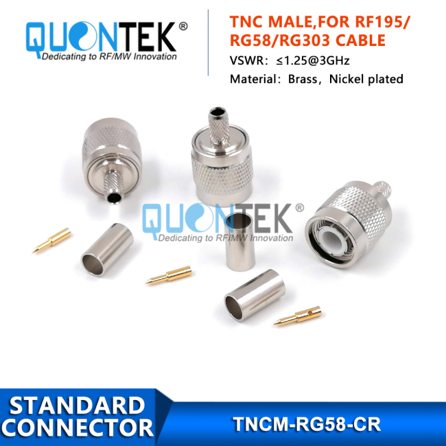 Standard Connector, TNC male for RG58/RF195/RG303 cable,Crimp type Standard Connector, TNC male for RG58/RF195/RG303 cable,Crimp type