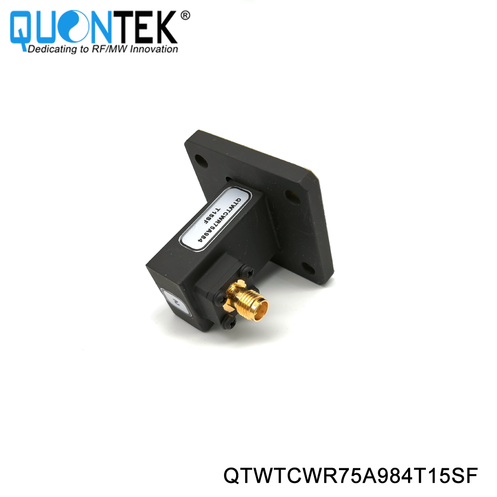 Waveguide to Coaxial Adapter,WR75(BJ120) to SMA Female,Right angle,9.84-15GHz