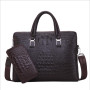 New men's bag crocodile double pull handbag men's business briefcase fashion straddle one shoulder computer bag