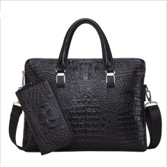 Новая мужская сумка из крокодиловой кожи с двойным вытягиванием, мужской деловой портфель, модная сумка на одно плечо для компьютера