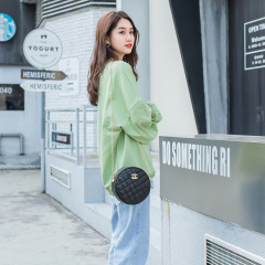 Embroidered shoulder bag women's bag 2020 new classic Lingge chain round bag mini mobile phone messenger small square bag gift