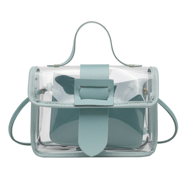 Kleine frische Frauentasche Sommer neue transparente Tasche Mode kleine quadratische Tasche Single Shoulder Straddle Bag einfache Tasche