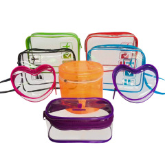 Bolsa de cosméticos de PVC Bolsa de lavado de manos transparente impermeable con cremallera Bolsa de almacenamiento de plástico Bolsa de cosméticos de viaje perezoso