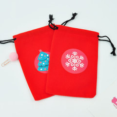 Креативный красный комплект, карман, рождественский узор, украшение, фланелевая подарочная сумка на шнурке, рождественский подарок, сумка для хранения, в наличии