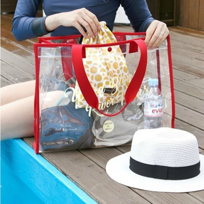 Swimming bag transparent PVC waterproof bag storage bag beach bag hand bath portable shoulder bag travel bag customized