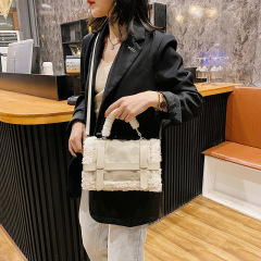 Осенне-зимняя плюшевая маленькая сумка, женская сумка, новая сумка высокого качества 2020, маленькая квадратная сумка на одно плечо с перекрестным прикусом