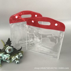Umwelttransparente PVC-Handtasche PVC-Knopf Kunststoffverpackungstasche Geschenktüte PVC-Kosmetikverpackungstasche