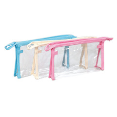 Spot gros sac à glissière en PVC couleur personnalisée protection de l'environnement plastique auto-scellant sac de rangement de lavage de voyage logo personnalisé