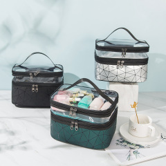 Nueva bolsa de cosméticos portátil de doble capa Lingge de gran capacidad bolsa de lavado impermeable de viaje portátil para mujer bolsa de almacenamiento portátil