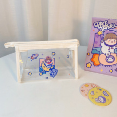 Lovely quicksand Cosmetic Bag Girl heart transparent PVC storage bag large capacity stationery storage bag