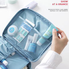 Bolsa de maquillaje de Corea del Sur, bolsa de lavado, multifuncional, portátil, de viaje, para mujer, impermeable, bolsa de almacenamiento para aviones, personalización