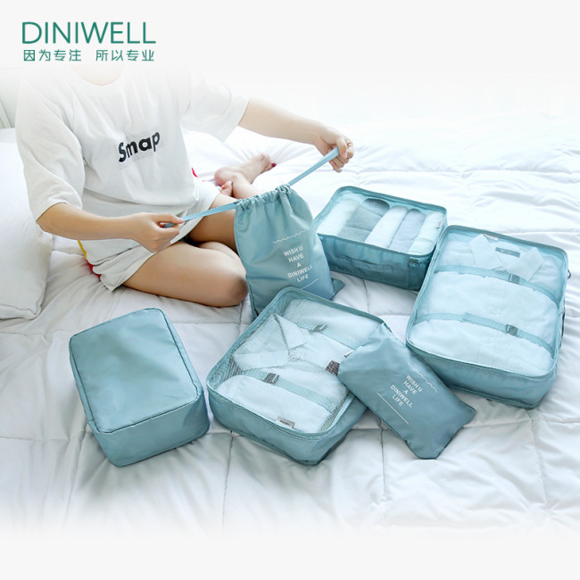Diniwell nueva bolsa de almacenamiento de viaje a prueba de agua, equipaje, ropa, bolsa de clasificación, juego de almacenamiento, 6 piezas