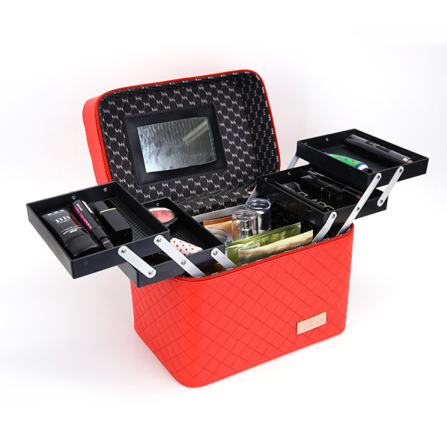 Transfronterizo nuevo cuatro caja de cosméticos de celosía abierta caja de joyería portátil bolsa de cosméticos caja de almacenamiento de cosméticos multifuncional grande
