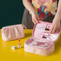Hot stamping flannelette cosmetic bag women's super hot cosmetics storage wash bag large capacity portable small portable Beauty Bag