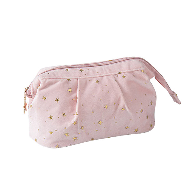 Hot stamping flannelette cosmetic bag women's super hot cosmetics storage wash bag large capacity portable small portable Beauty Bag