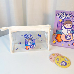 Lovely quicksand Cosmetic Bag Girl heart transparent PVC storage bag large capacity stationery storage bag