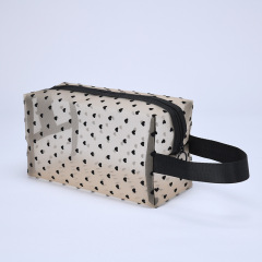 Ins mesh flocking love make-up bag portable mouth red bag travel wash storage bag subpackage toilet bag 6 sets