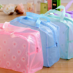 Bolso cosmético impermeable transparente floral casero creativo que se lava el bolso del almacenamiento de los productos del baño del bolso