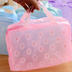Bolso cosmético impermeable transparente floral casero creativo que se lava el bolso del almacenamiento de los productos del baño del bolso
