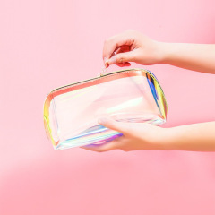 メイクアップバッグレーザー韓国ポータブルトラベルシェルタイプカラフルな多機能透明防水化粧品収納バッグ