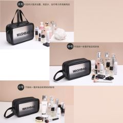 Korean Pu Cosmetic Bag Travel portable storage washing bag frosted translucent waterproof portable storage bag customization