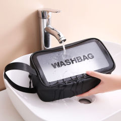 Korean Pu Cosmetic Bag Travel portable storage washing bag frosted translucent waterproof portable storage bag customization