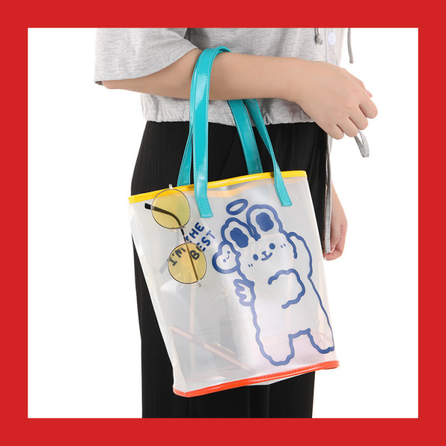 Beach handbag transparent summer Female Travel Portable practical large capacity bear jelly bag