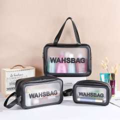 Korean Pu Cosmetic Bag Travel portable storage washing bag frosted translucent waterproof portable storage bag customization