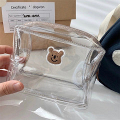 Новый стиль прекрасный коричневый медведь косметичка портативный простой ленивый ПВХ прозрачный мешок для стирки сумка для хранения