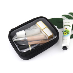 Factory customized wholesale transparent waterproof portable large capacity carry on small cosmetic bag women travel wash storage bag