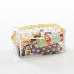 Korean printing Daisy cosmetic bag anti splash PVC cosmetic bag small daisy transparent cosmetic bag