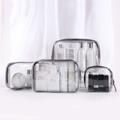 Bolsa de cosméticos de PVC transparente impermeable portátil de viaje multifuncional almacenamiento de lavado bolsa de embalaje con cremallera de plástico en stock