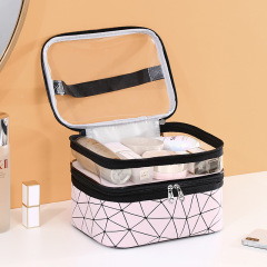 新しいXNUMX層防水化粧品バッグ大容量ピンクウォッシュバッグ防水旅行便利なスキンケア製品収納バッグ
