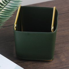 Factory direct sales Nordic ins creative leather pen electroplating iron desktop brush living room remote control storage box