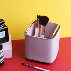 Factory direct sales Nordic ins creative leather pen electroplating iron desktop brush living room remote control storage box