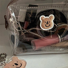 Новый стиль прекрасный коричневый медведь косметичка портативный простой ленивый ПВХ прозрачный мешок для стирки сумка для хранения