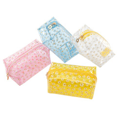 Korean printing Daisy cosmetic bag anti splash PVC cosmetic bag small daisy transparent cosmetic bag
