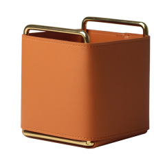 Factory direct sales Nordic ins creative leather pen electroplating iron desktop brush living room remote control storage box