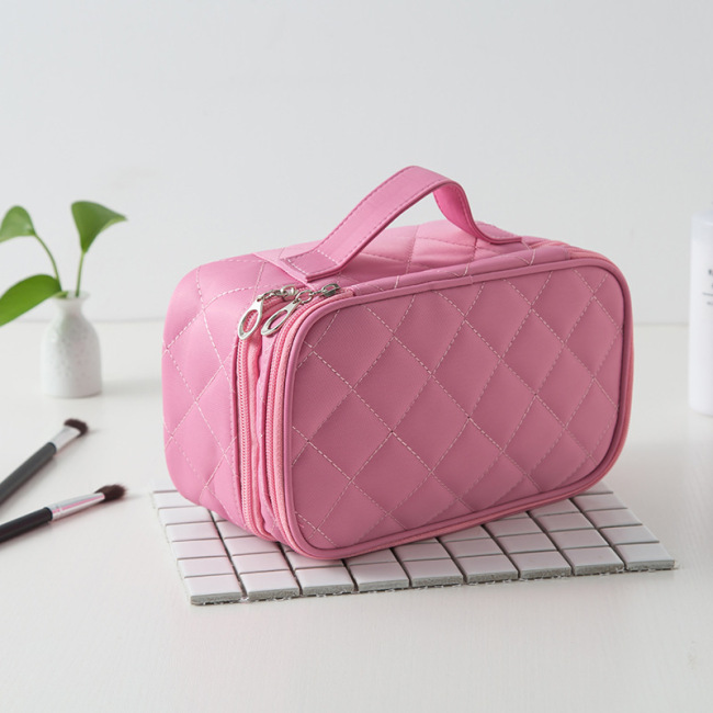 Cross border wholesale of new make-up bag, wash bag, creative Lingge waterproof make-up box, nylon black mirror storage bag