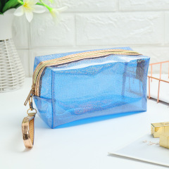 Bolsa de cosméticos transparente con láser de PVC bolsa de lavado portátil bolsa de almacenamiento de viaje bolsa de cosméticos de gran capacidad bolsa de mujer personalización