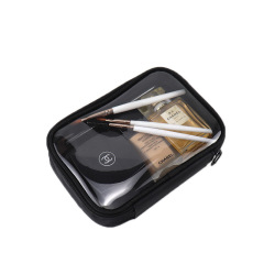 Factory customized wholesale transparent waterproof portable large capacity carry on small cosmetic bag women travel wash storage bag