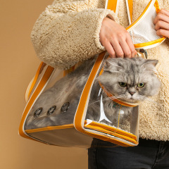 Leyoupai, nuevo bolso para gatos, bolso de gato de doble hombro de alto valor nominal, bolso para mascotas de color de contraste a la moda, mochila para mascotas que se puede emitir en nombre