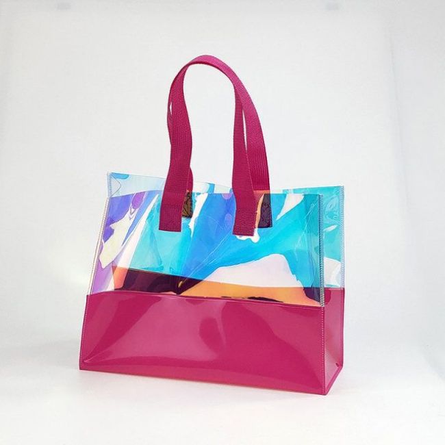 Promotional Eco-friendly Waterproof Tote Laser Bag Clear PVC Hand Bag For Shopping