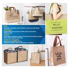 Geschenk benutzerdefinierte Logo Eco wiederverwendbare Stoff Tragetaschen Frauen Strandhandtasche laminierte Lebensmittel Werbung Shopping Handtaschen Jutetasche