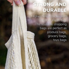Grand sac net de chaîne d'achat de maille d'emballage de coton organique réutilisable bon marché pour les légumes et le paquet